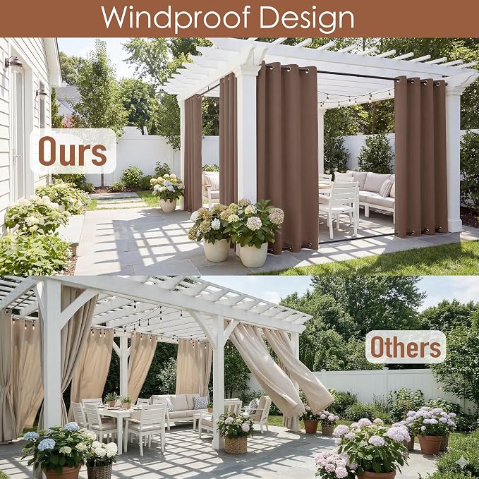 RYB HOME 2 Panels Outdoor Curtains - Image 2