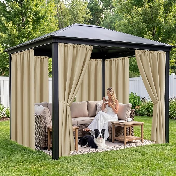 Outdoor Curtains for Patio Waterproof, 8 Panels, Rod Pocket | Weatherproof & - Image 4