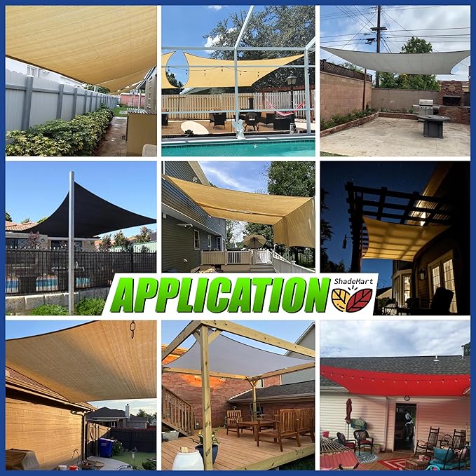 19' x 21' Beige Sun Shade Sail Rectangle SMSLR Canopy Fabric Cloth Screen - Image 3