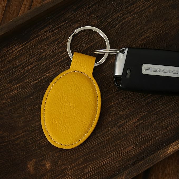 LaserGram Oval Keychain, Sunflowers, Personalized Engraving Included