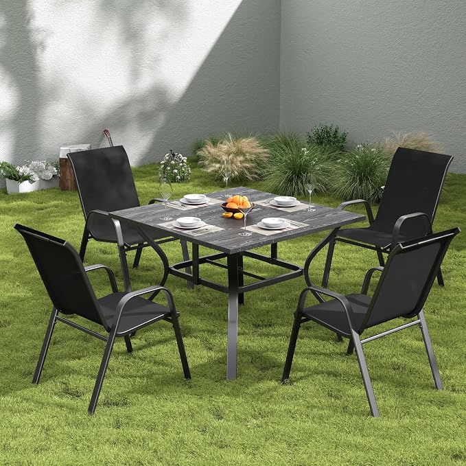Patio Dining Chairs Set of 4 Outdoor Stackable Dining Chairs - Image 9