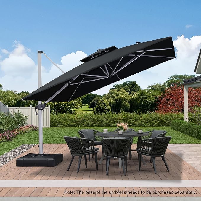 PURPLE LEAF Cantilever Outdoor Umbrella 11' x 11' Large Double Top, 3-Yr - Image 2