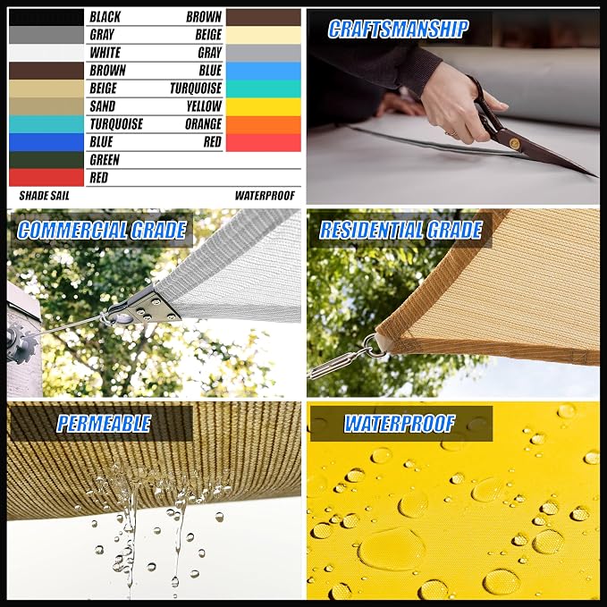 Royal Shade 12' x 19' Sand Beige Rectangle Square Sun Shade Sail Order to Make - Image 3