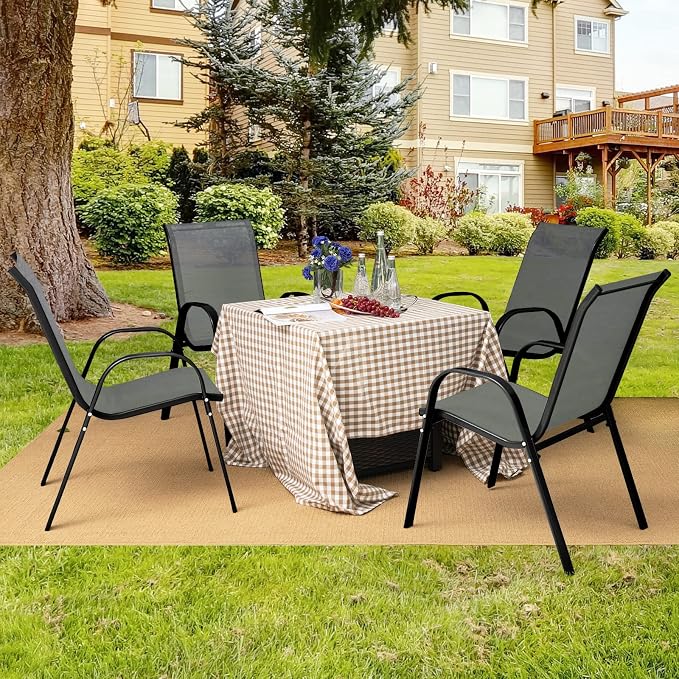 S AFSTAR Outdoor Chairs Set of 4, Stackable Patio Chairs - Image 2