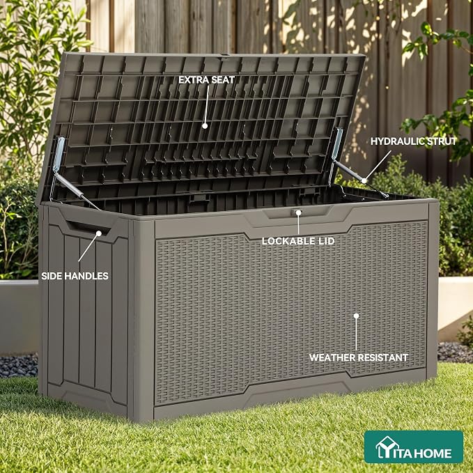 YITAHOME 80 Gallon Outdoor Storage Box | Large Water Resistant Resin Deck Box - Image 3