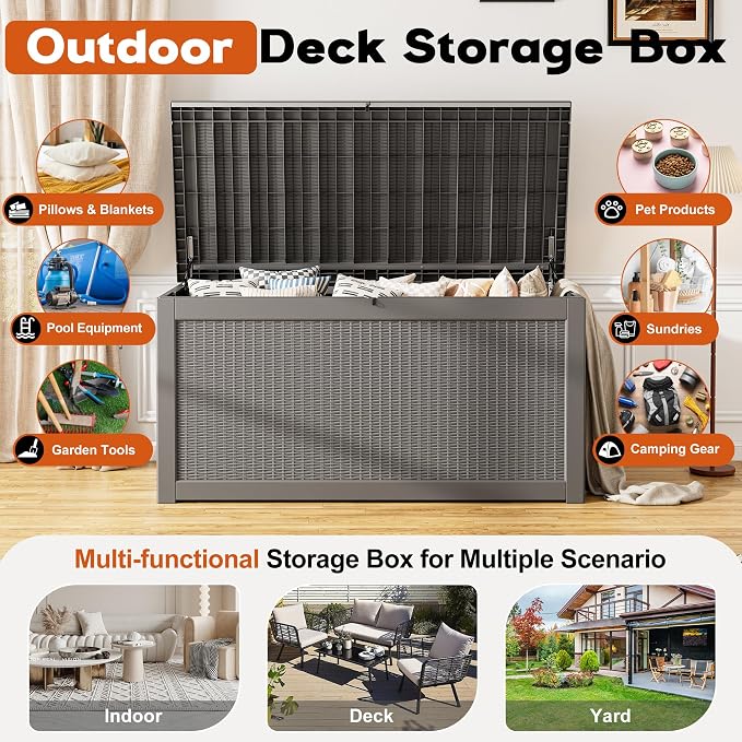 Outdoor Deck Storage Box, Resin Deck Boxes Indoor and outdoor, Waterproof - Image 3
