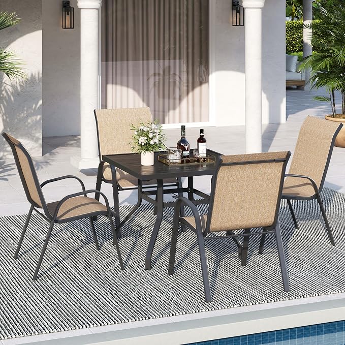 Patio Dining Chairs Set of 4, Stackable Dining Chairs, Breathable Fabric - Image 2