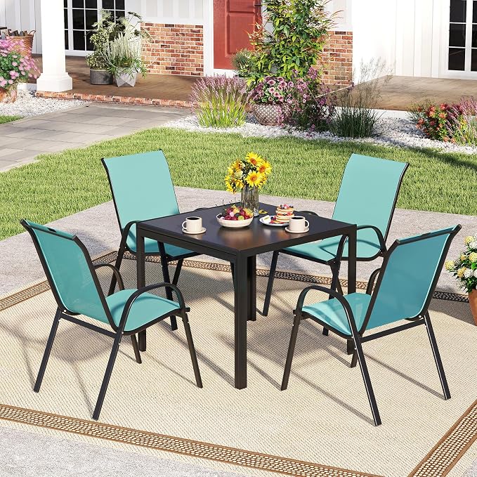 Tangkula Patio Dining Chairs Set of 2, Outdoor Stackable All Weather Heavy Duty - Image 9
