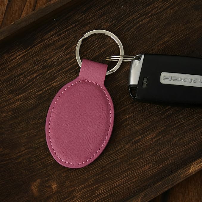 LaserGram Oval Keychain, Golf Ball, Personalized Engraving Included (Pink)