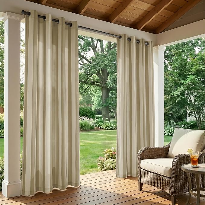 4 Panels Outdoor Stripe Curtains - Image 2
