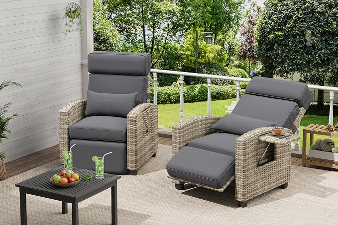 2PCS Outdoor Recliner Chair, Reclining Patio Chairs - Image 6