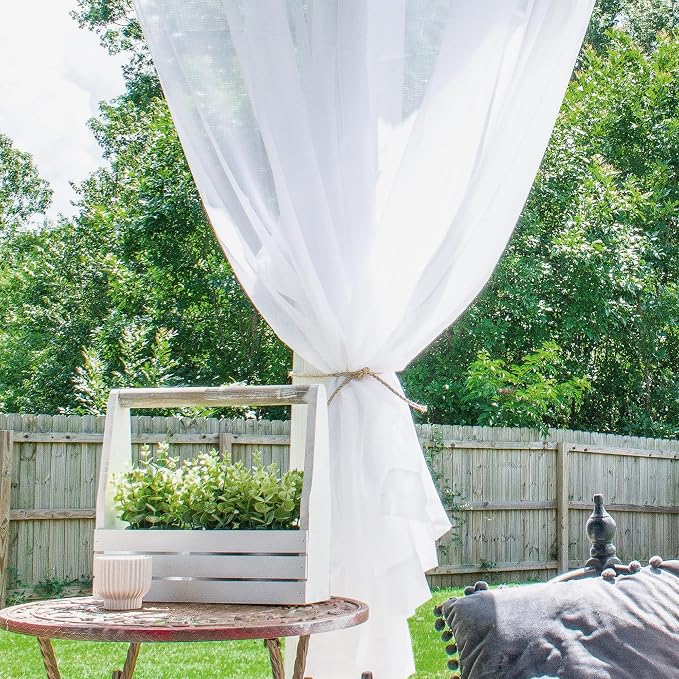 Outdoor Sheer Curtains for Patio Waterproof, 2 Panels Rod Pocket Indoor/Outdoor - Image 7