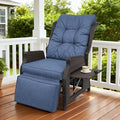 Outdoor Wicker Recliner with Adjustable Back and Footrest, PE Rattan Lounge by COMLAXFIELD