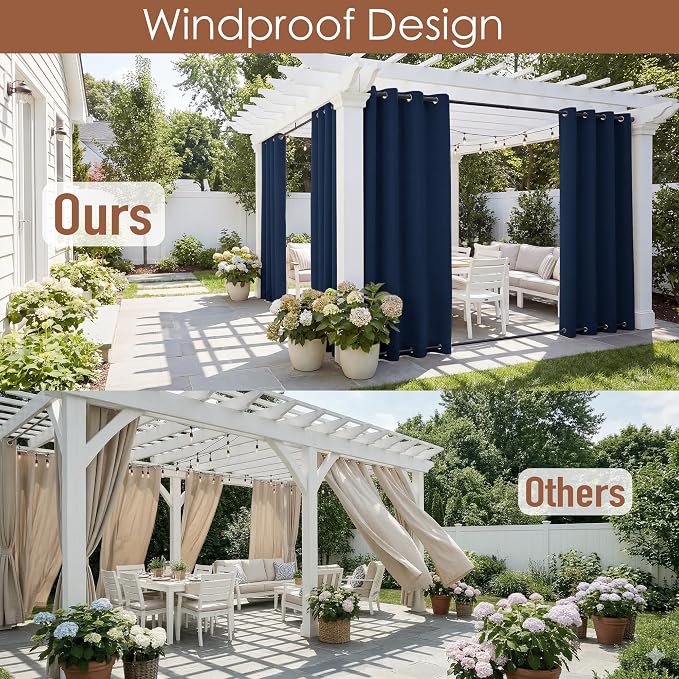 RYB HOME 2 Panels Outdoor Curtains - Image 2