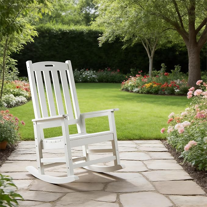 Oversized Outdoor Rocking Chair, HDPE Porch Rocker | High Back Rocking Chairs - Image 6
