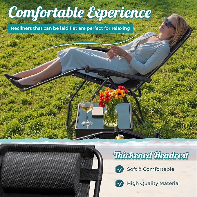 Homall Zero Gravity Chair Patio Folding Lawn Lounge Chairs | Outdoor Lounge - Image 5