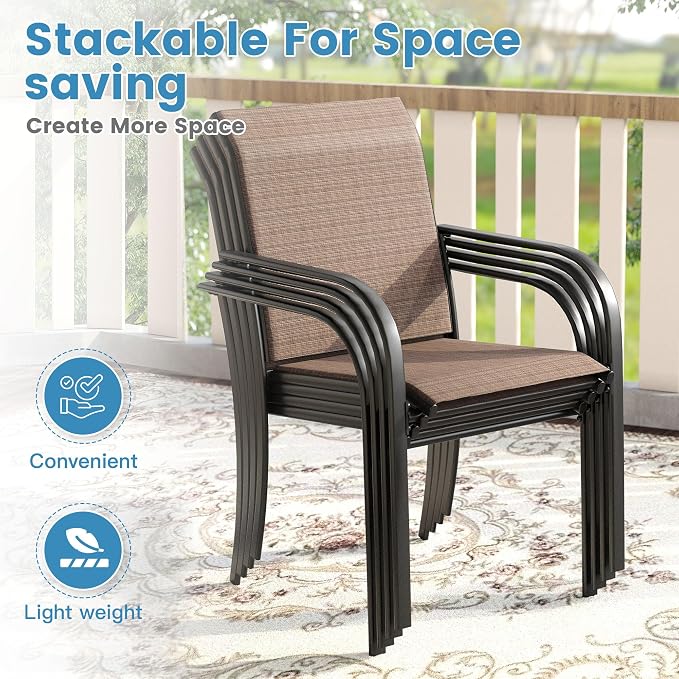 DIFY Patio Dining Chairs Set of 4, Stackable Outdoor Metal Chairs - Image 4