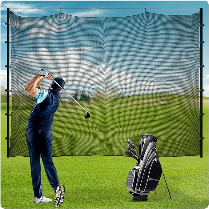 Sports Netting,Golf Practice Net Hitting Net with 33Feet Nylon Rope Also for Baseball, Hockey, Soccer, LAX and More - 10x10ft/10x15ft/10x20ft/10x25ft/10x30ft/10x40ft/10x55ft