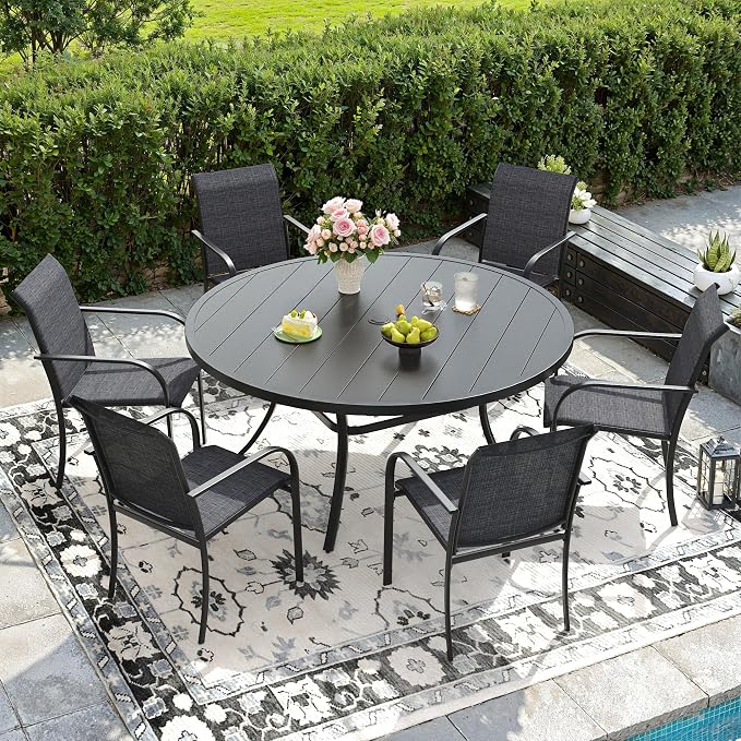 DIFY Patio Chairs Set of 2, Stackable Textilene Outdoor Dining Chairs - Image 2