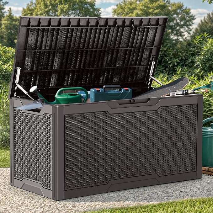YITAHOME 100 Gallon Large Resin Deck Box Outdoor Storage Boxes by YITAHOME