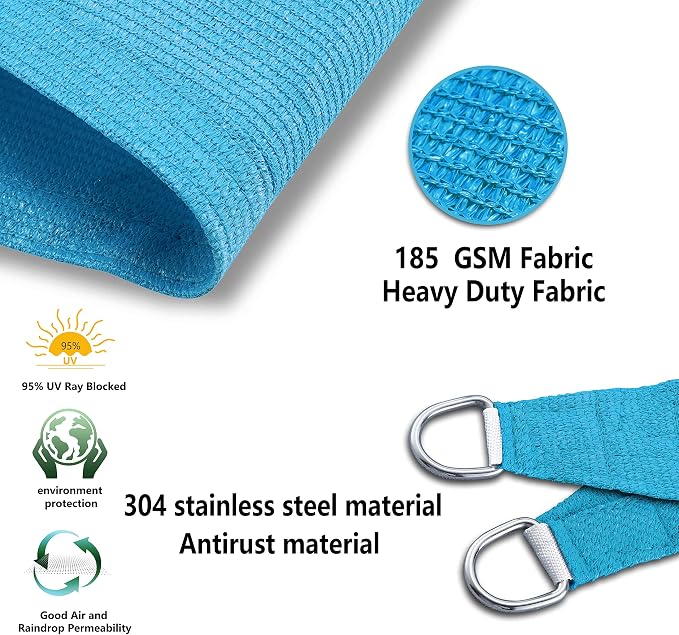 Tronssien Triangle 16'x16'x16' Sun Shade Sail, 95% UV Blockage Canopy Awning - Image 4