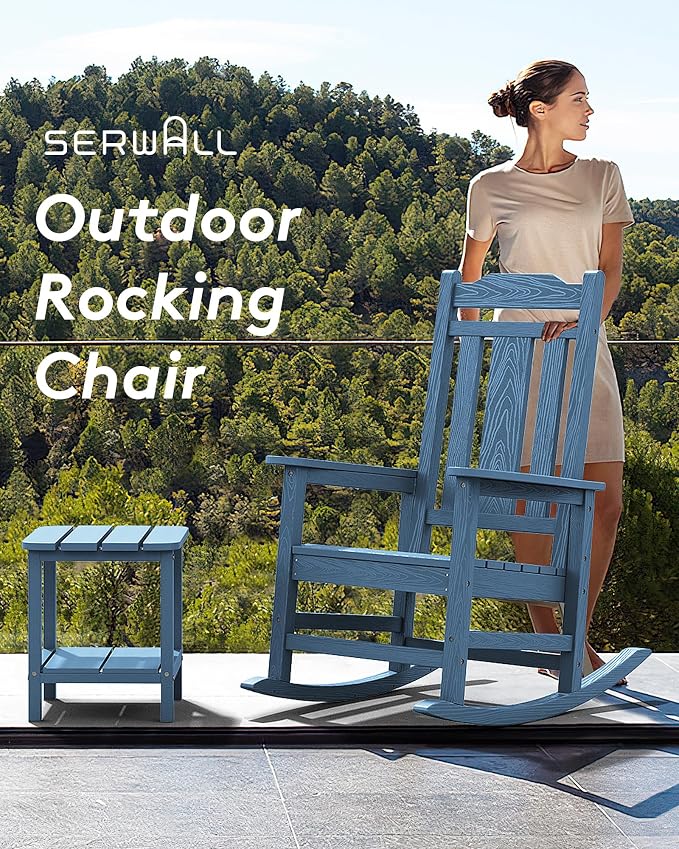 SERWALL HDPE Oversized Outdoor Rocking Chairs Set of 6, Patio Rocker, All - Image 4