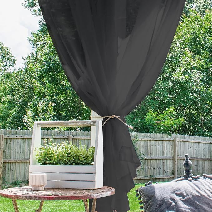 Outdoor Sheer Curtains for Patio Waterproof, 2 Panels Rod Pocket Indoor/Outdoor - Image 7