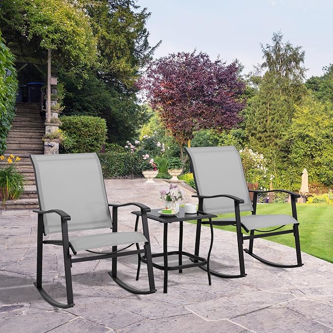 Shintenchi 3 Piece Rocking Bistro Set, Outdoor Furniture - Image 7