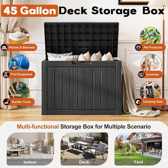 Outdoor Deck Storage Box, Resin Deck Boxes Indoor and outdoor, Waterproof - Image 3