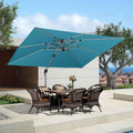 PURPLE LEAF Cantilever Patio Umbrella 10' X 12' Large, Turquoise Blue | 35MPH by PURPLELEAF