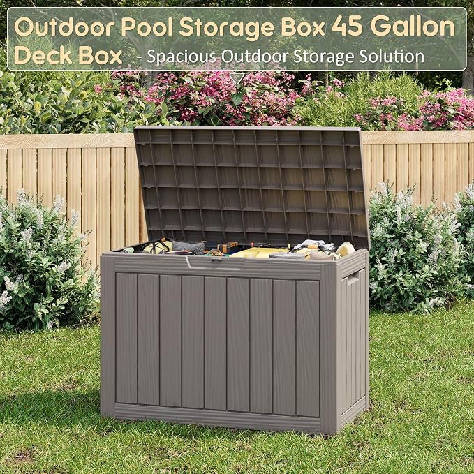 45 Gallon Outdoor Storage Box, All-Weather Deck Box - Image 3