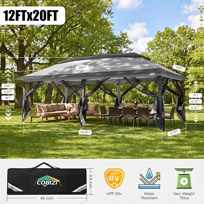 COBIZI 12x20 Pop Up Canopy Tent - Image 2
