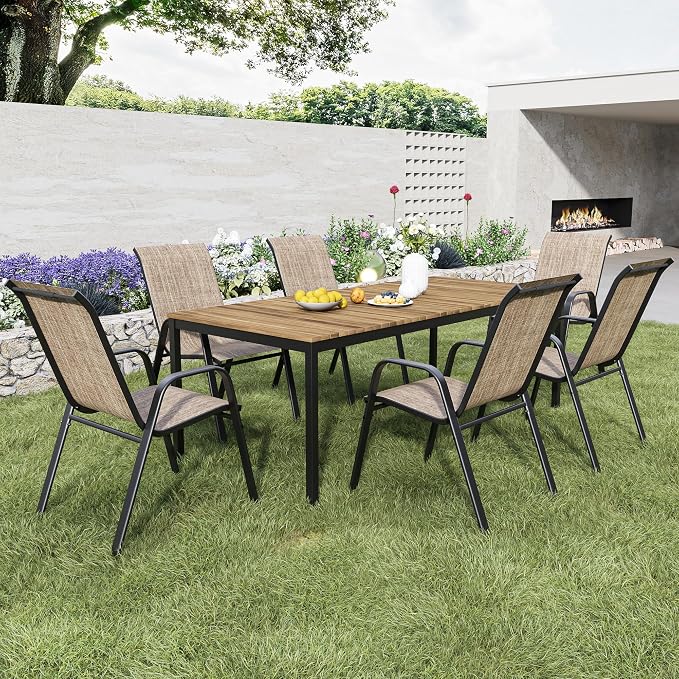 Patio Dining Chairs Set of 8 Outdoor Stackable Dining Chairs - Image 2