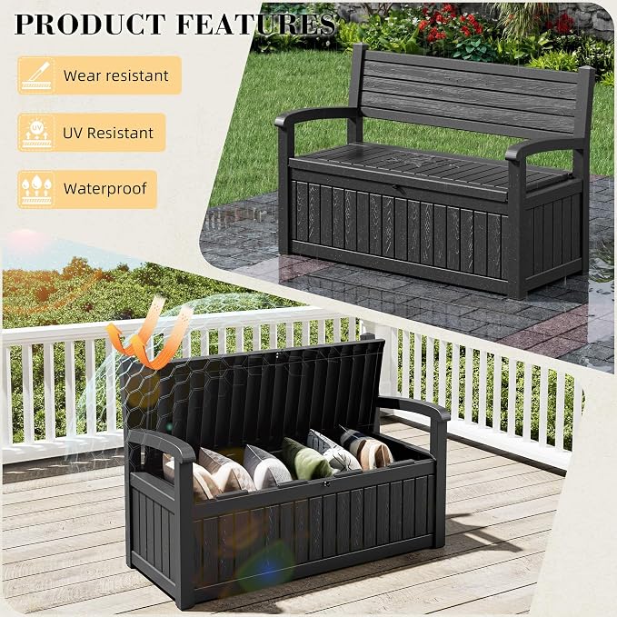 80 Gallon Deck Box Outdoor Storage Box Waterproof, Outdoor Storage Bench - Image 5