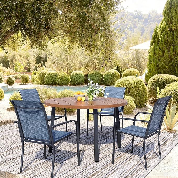Stackable Patio Chairs Set of 2, Outdoor Dining Chairs - Image 3