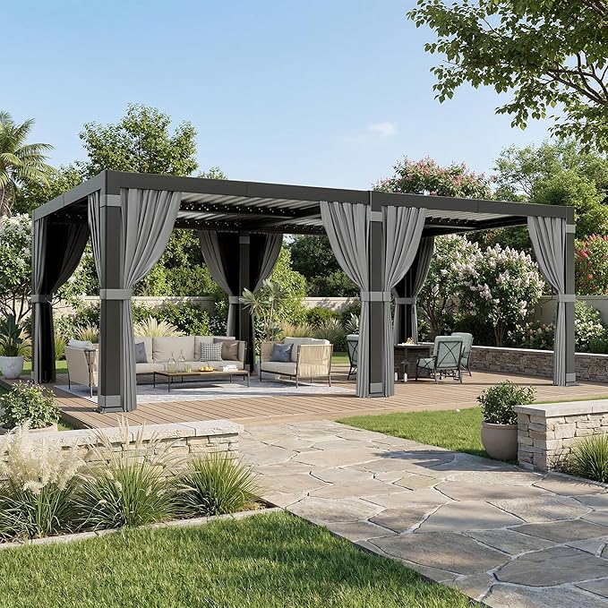 Airwire 12'x20' Louvered Pergola Aluminum Frame Gray | Outdoor Pergola - Image 3