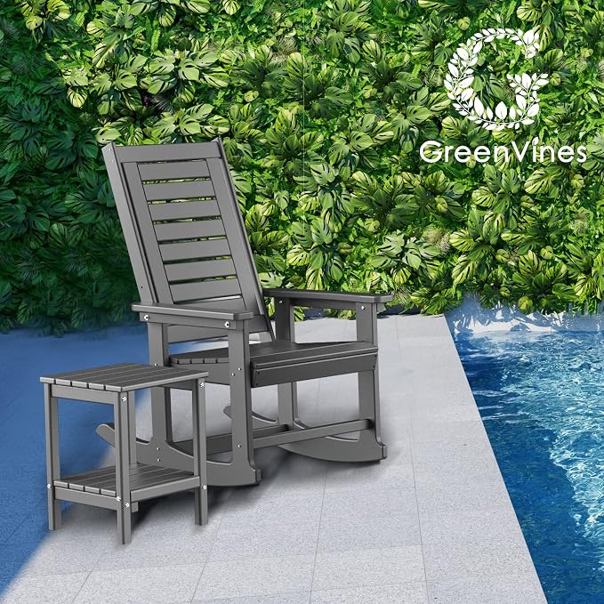 GREENVINES Outdoor Rocking Chairs Set, 2 Rockers w/ 1 Side Table - Image 2