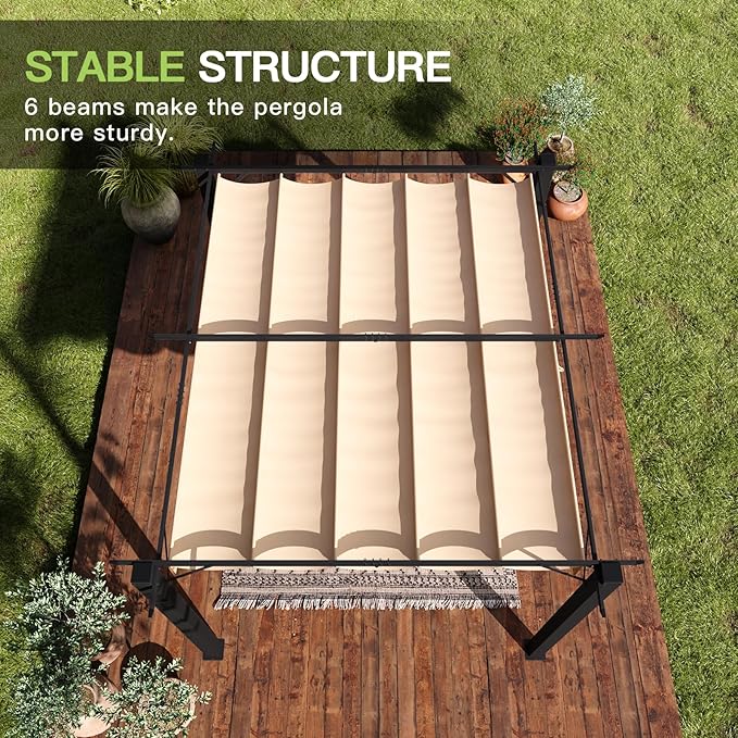 Aoxun 10'x12' Outdoor Retractable Pergola, Upgraded Adjustable Sun Shade Canopy - Image 5