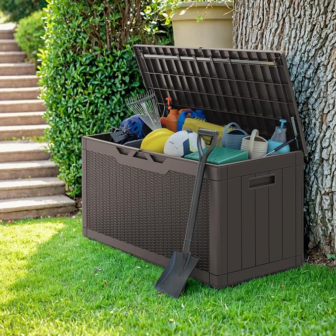 Greesum 100 Gallon Resin Deck Box Outdoor Storage - Image 6