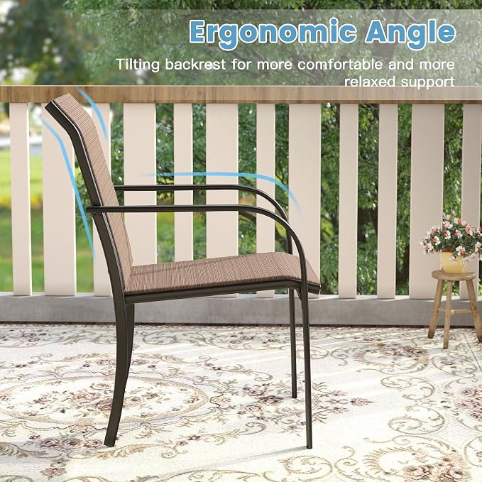 DIFY Patio Chairs Set of 2, Stackable Textilene Outdoor Dining Chairs - Image 7