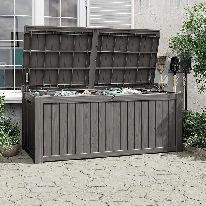 Outdoor Storage Box, 230 Gallon Large Outdoor Resin Deck Box, Storage - Image 7