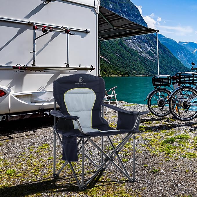 LET'S CAMP Folding Camping Chair Oversized Heavy Duty Padded Outdoor Chair | - Image 2