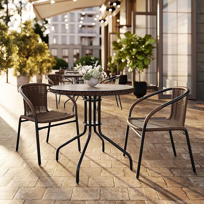 Flash Furniture Lila Modern Rattan Indoor/Outdoor Stackable Dining Chairs - Image 8