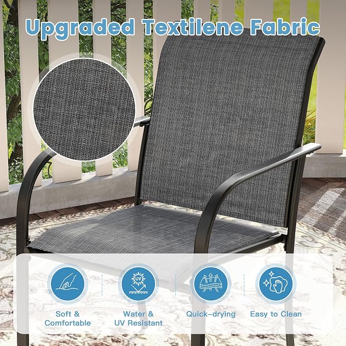DIFY Patio Chairs Set of 2, Stackable Textilene Outdoor Dining Chairs - Image 6