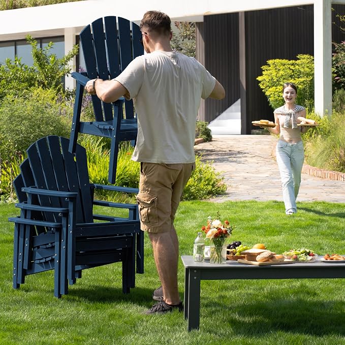 Compact Stackable Adirondack Chairs, All Weather HDPE, All-Weather - Image 7