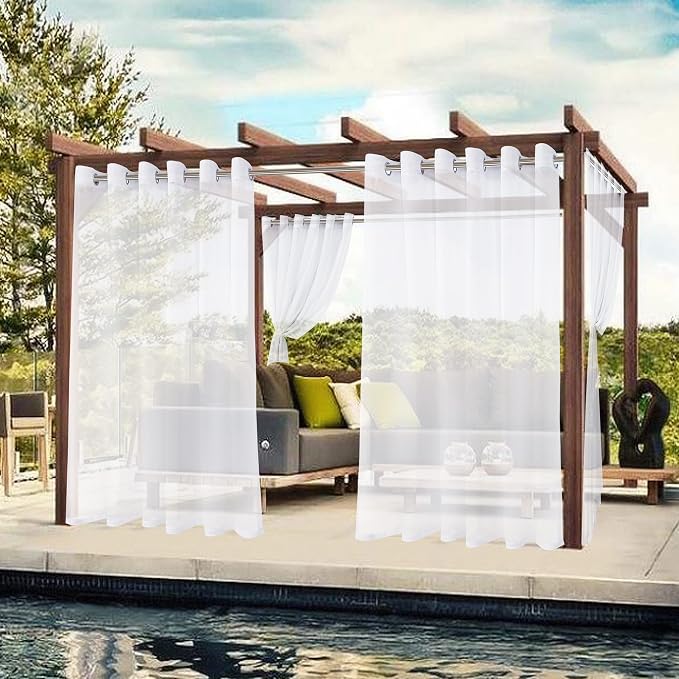 BONZER White Outdoor Sheer Curtains - Image 5