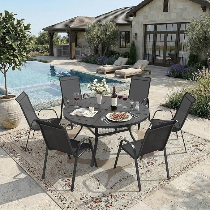 DIFY Patio Chairs Set of 6, Stackable Outdoor Dining Chairs Set - Image 2
