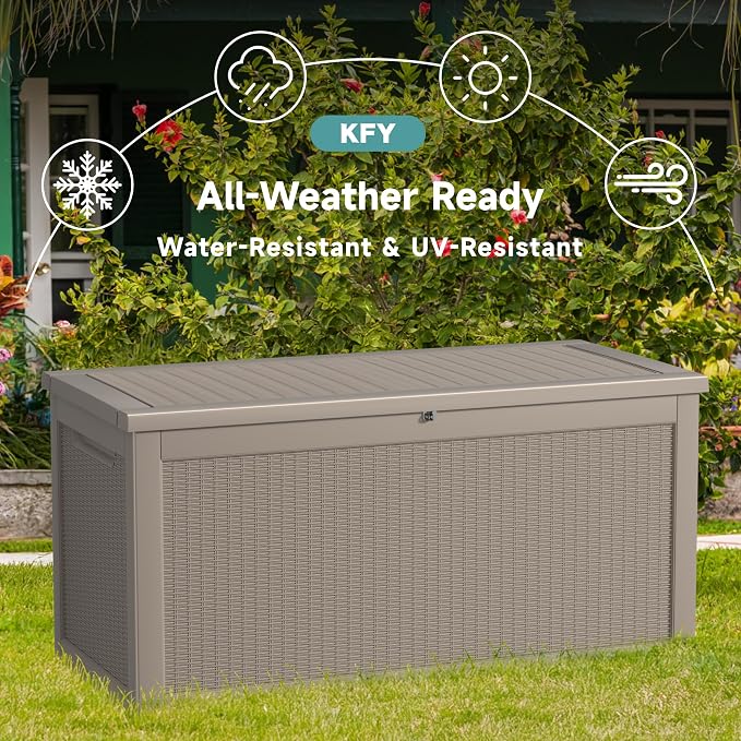 260 Gallon Waterproof Outdoor Storage Box, UV Resistant Resin Deck Box - Image 4