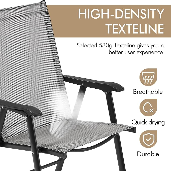 Yaheetech Patio Dining Chairs Set of 4 Outdoor Folding Lawn Chairs, folds flat - Image 6