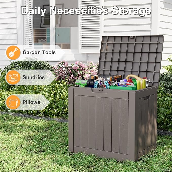 Deck Box, 32 Gallon Resin Indoor and Outdoor Storage Boxes Waterproof - Image 5